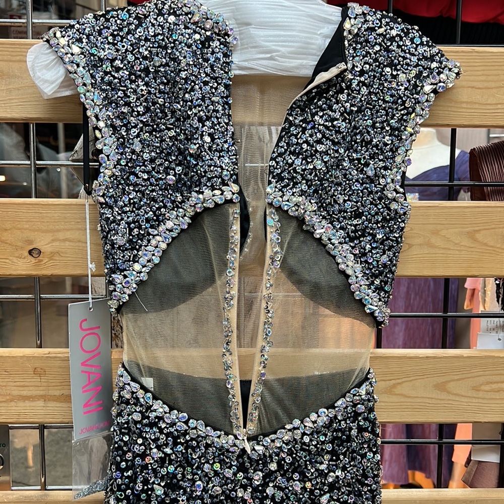 NWT,Jovani Sleeveless Sexy Short Homecoming Dress 98044,nude/silver - Picture 11 of 17